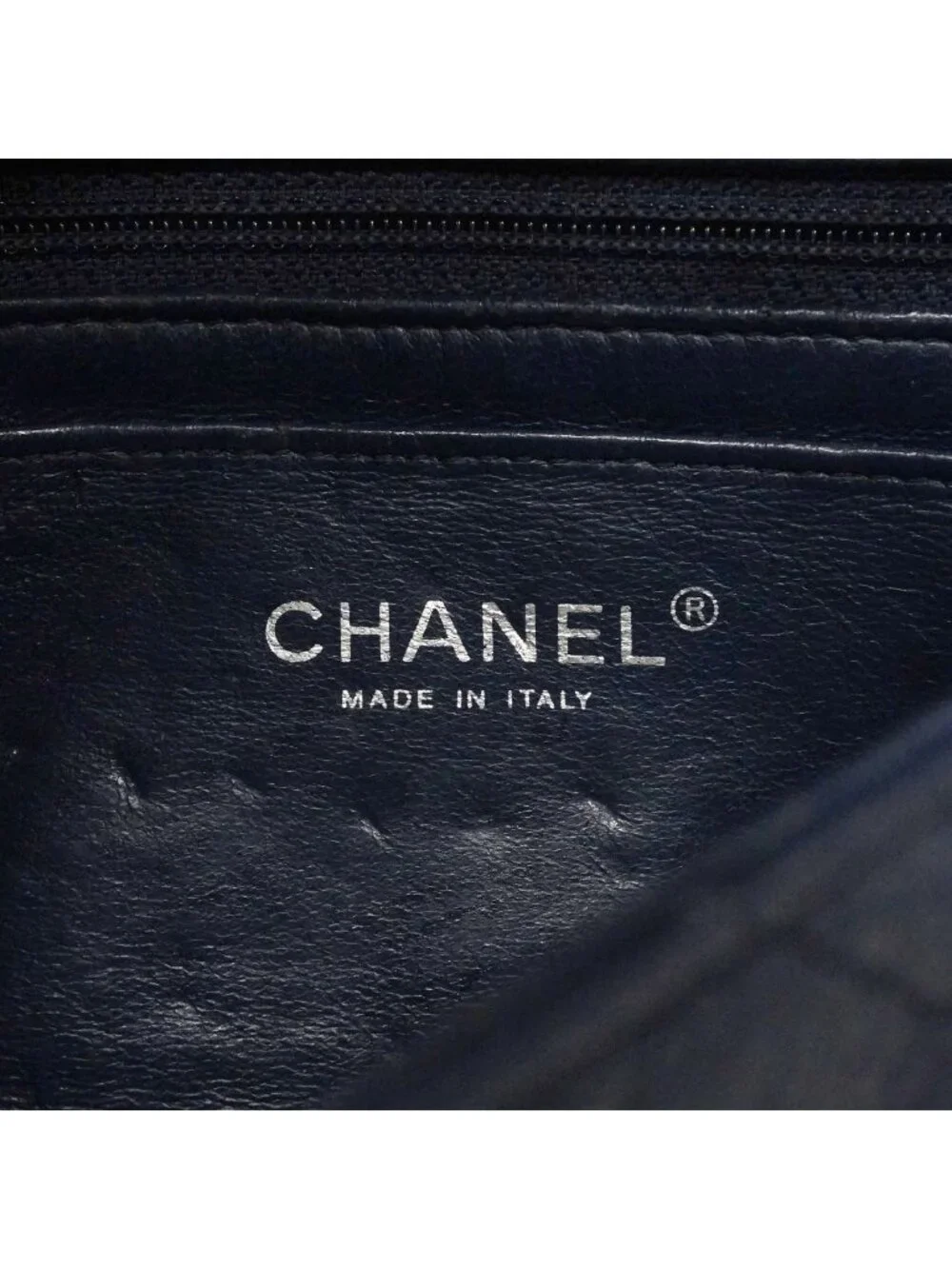 Chanel Shoulder Bag Mini Quilted Caviar Leather Navy Silver